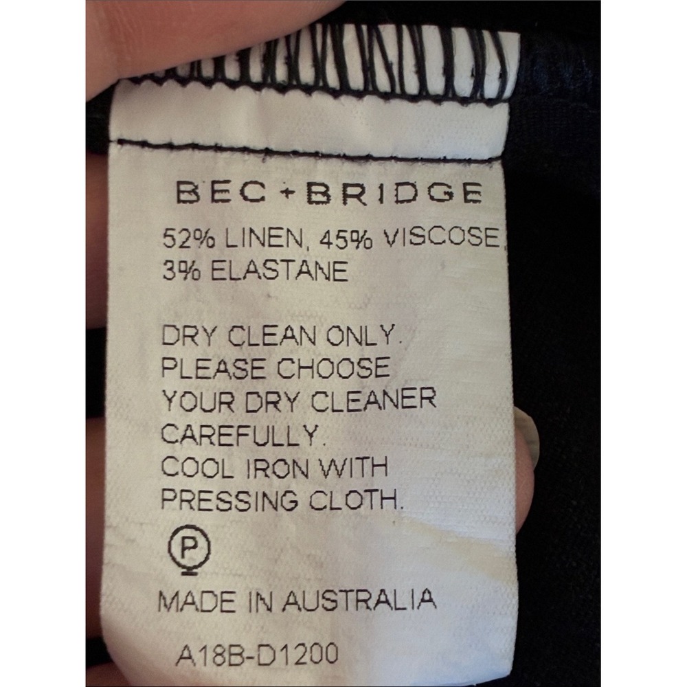 Bec + Bridge Made in Australia Size 6 Black Linen Blend Mini Dress Dark Romantic - Picture 7 of 7